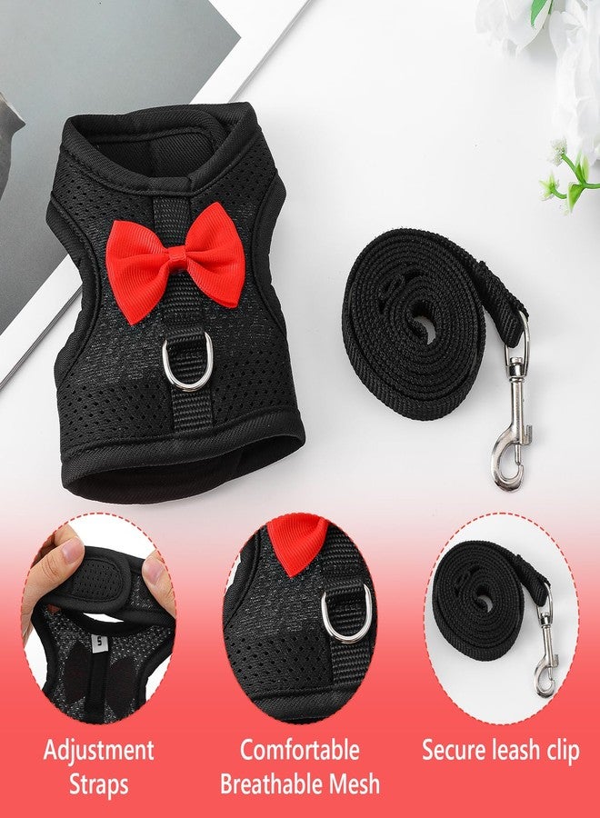 Elegaperma Rabbit Harness and Leash Set, Easily Adjustable Rabbit Harnesss Leash for Small Animals, Rabbits Harness and Leashes for Proof Safely Walking Cute Bow Vest and Leashes, Black, Small - Image 3